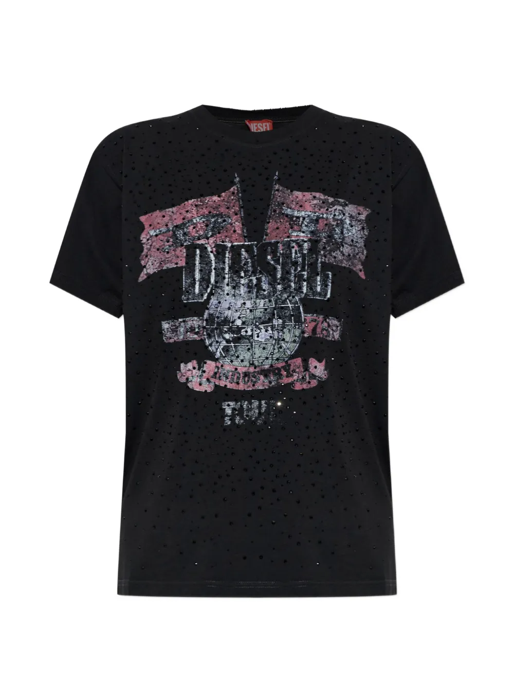 Diesel T-marly Embellished Graphic-print T-shirt In Black