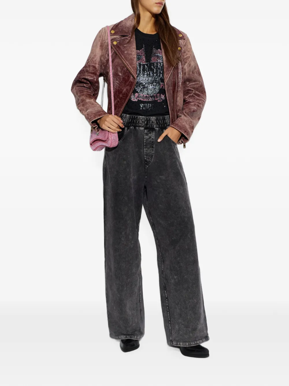 Diesel T-Marly T-shirt met grafische print en verfraaiing Zwart