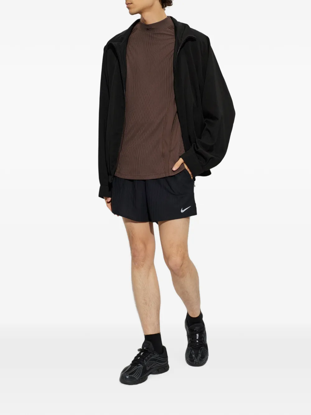Nike Tech logo-embroidered panelled T-shirt Bruin
