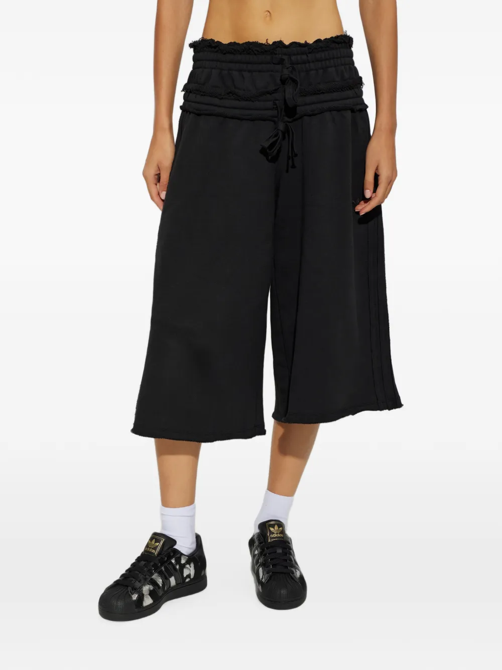 adidas drawstring cotton knee-length shorts Zwart