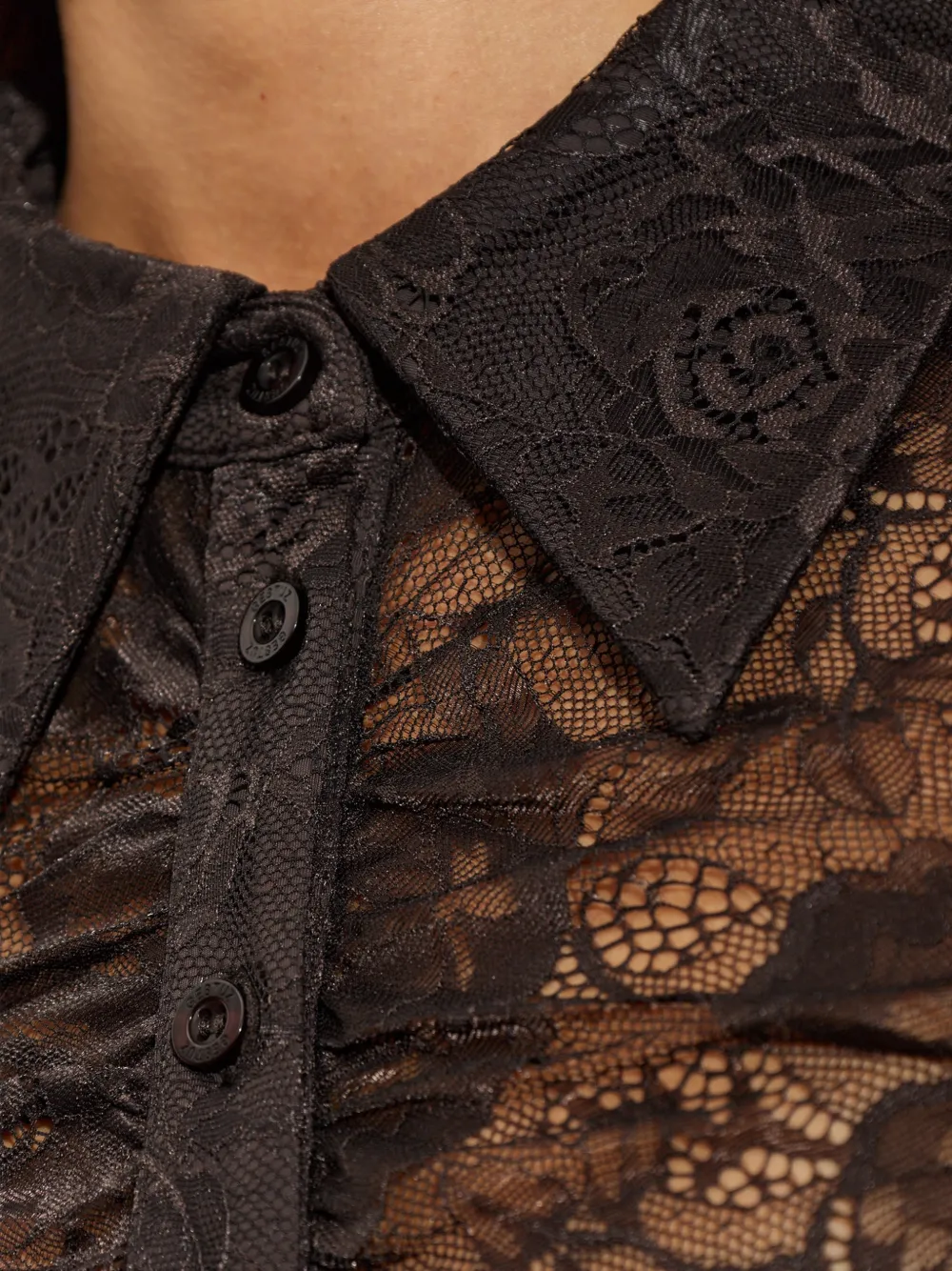 Gestuz GZleala blouse met lange mouwen en kant Zwart