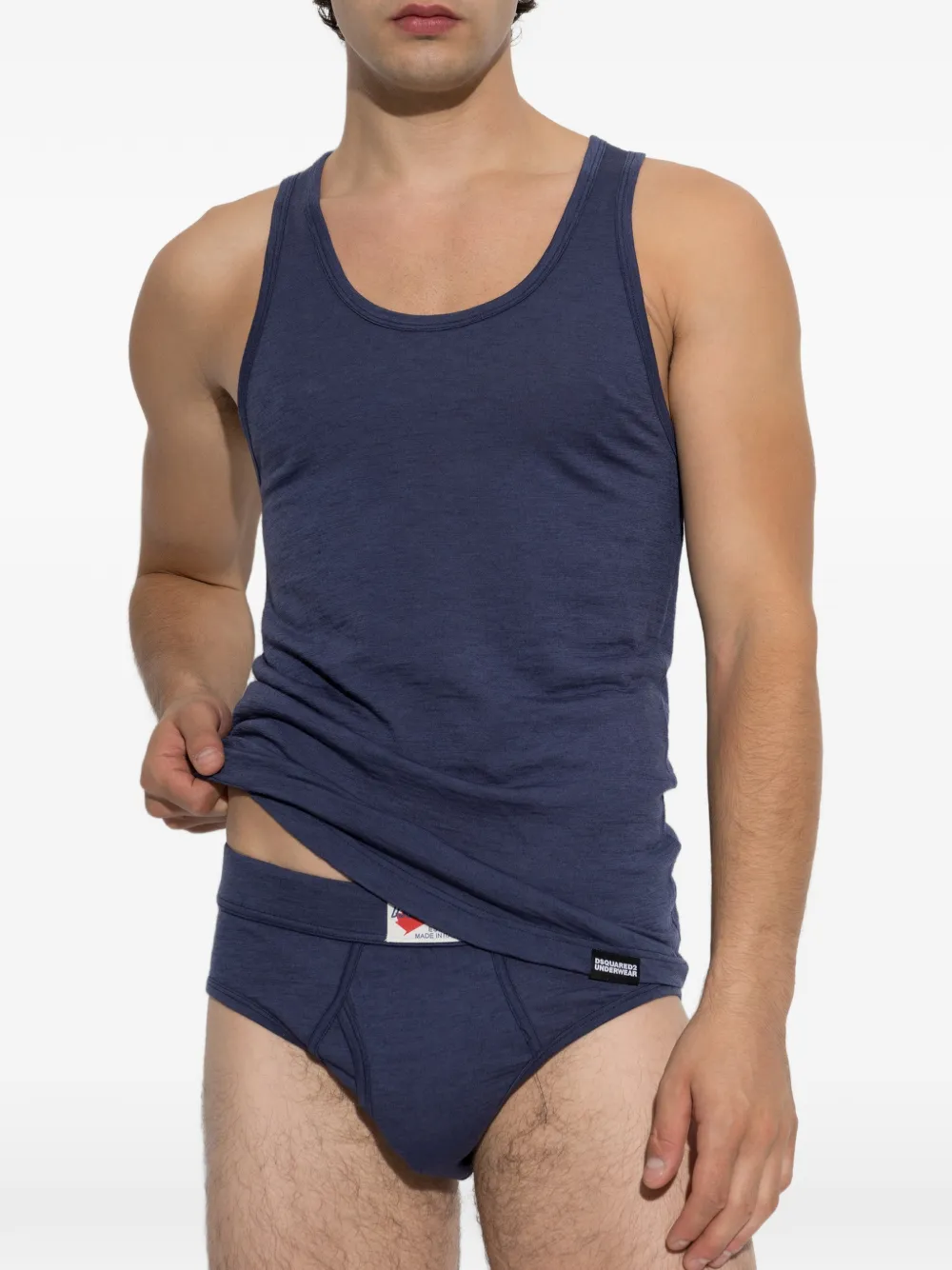 DSQUARED2 Wollen tanktop met diepe ronde hals Blauw