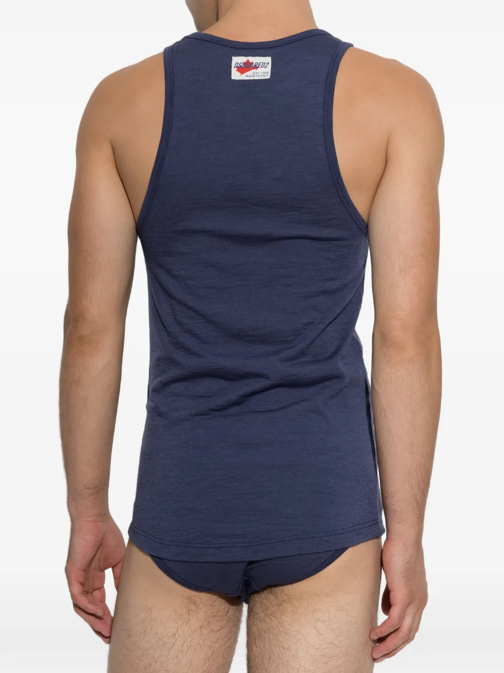 DSQUARED2 Wollen tanktop met diepe ronde hals Blauw