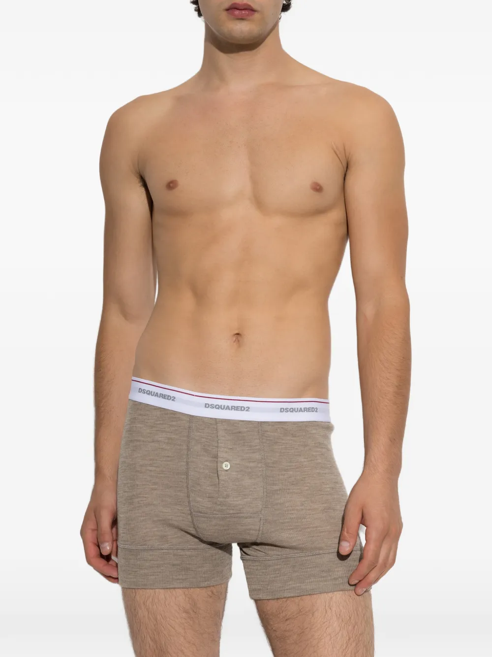DSQUARED2 Boxershorts met logo-tailleband en knoopdetail Beige