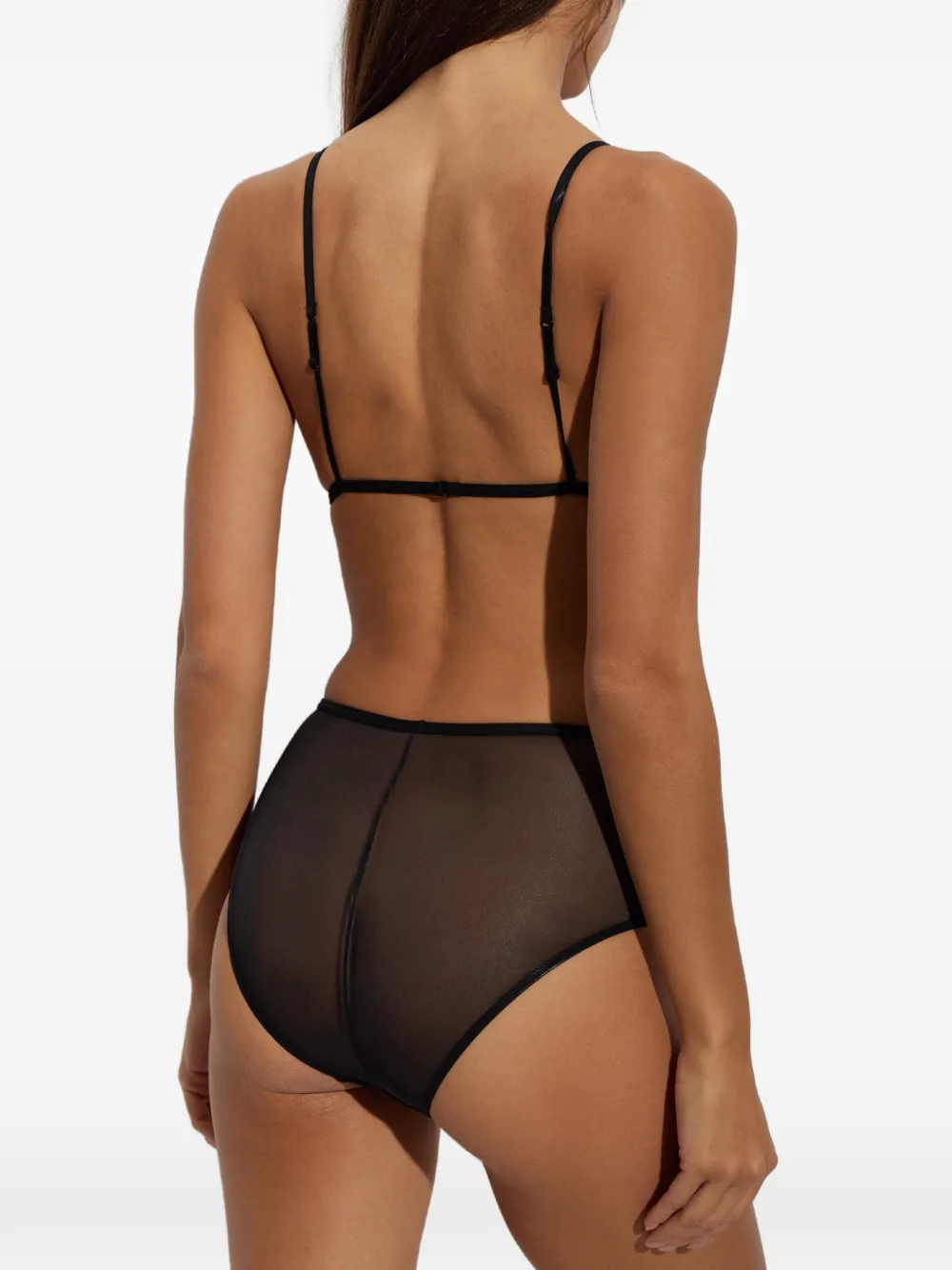 MM6 Maison Margiela logo-plaque mesh briefs Zwart