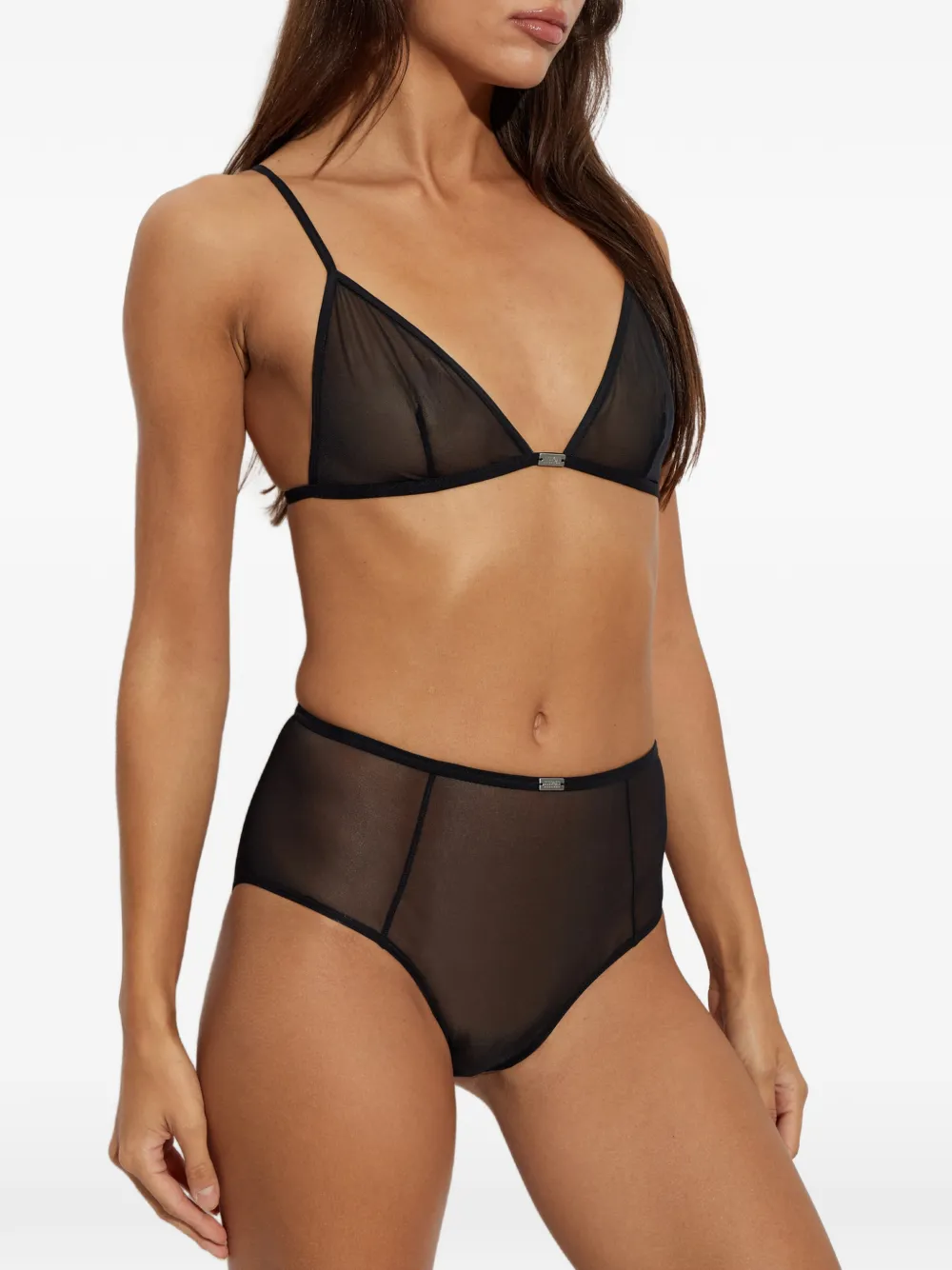 MM6 Maison Margiela logo-plaque mesh briefs Zwart