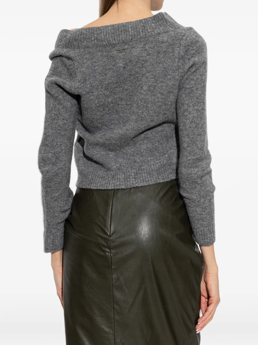 Diesel Cropped gebreid vest met gekreukt effect Grijs