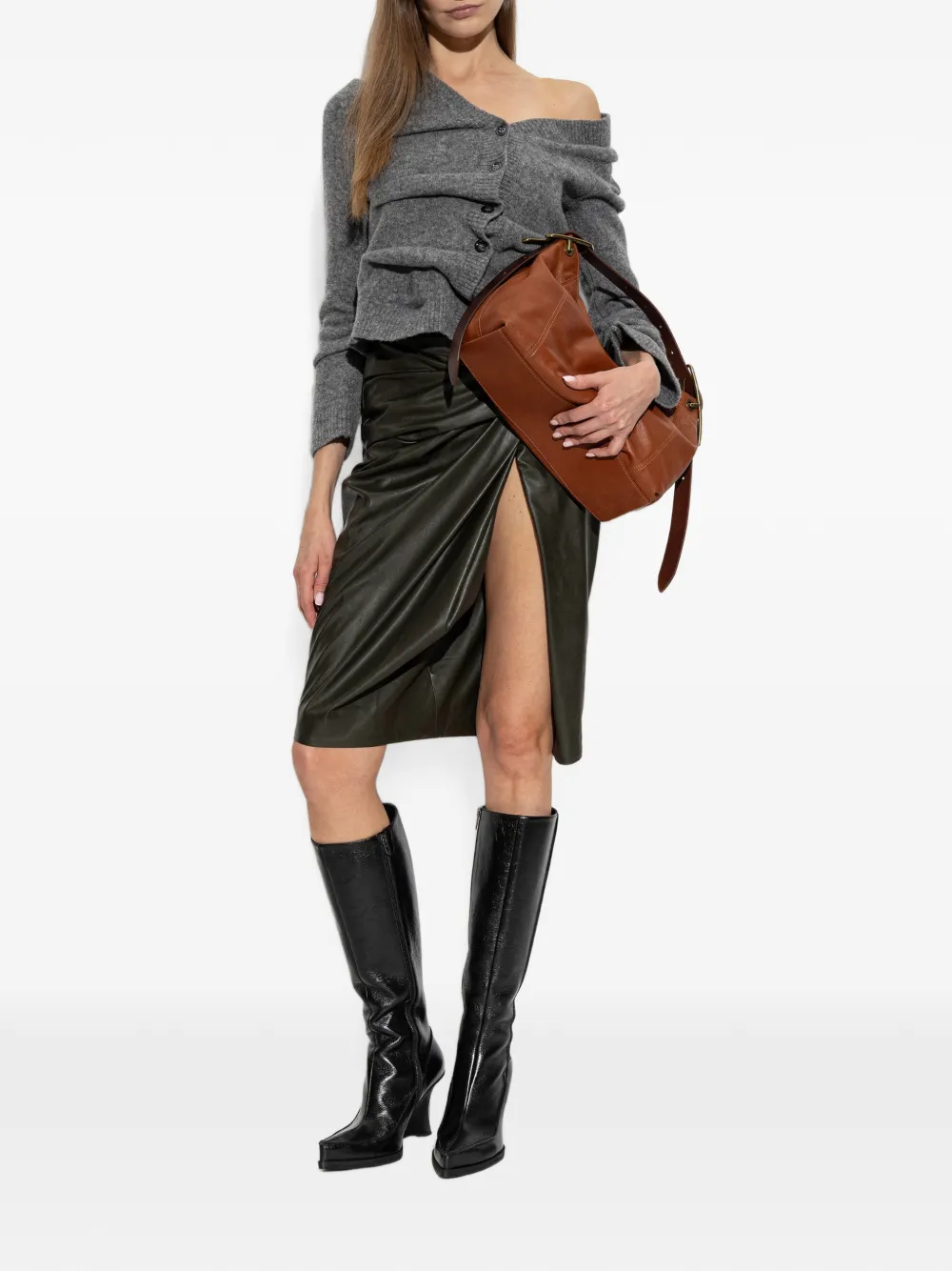 Diesel Cropped gebreid vest met gekreukt effect Grijs