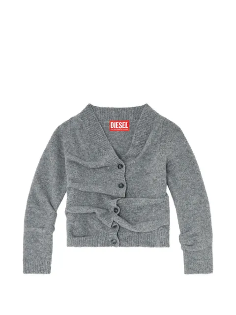Diesel cropped cardigan in wrinkled boiled knit
