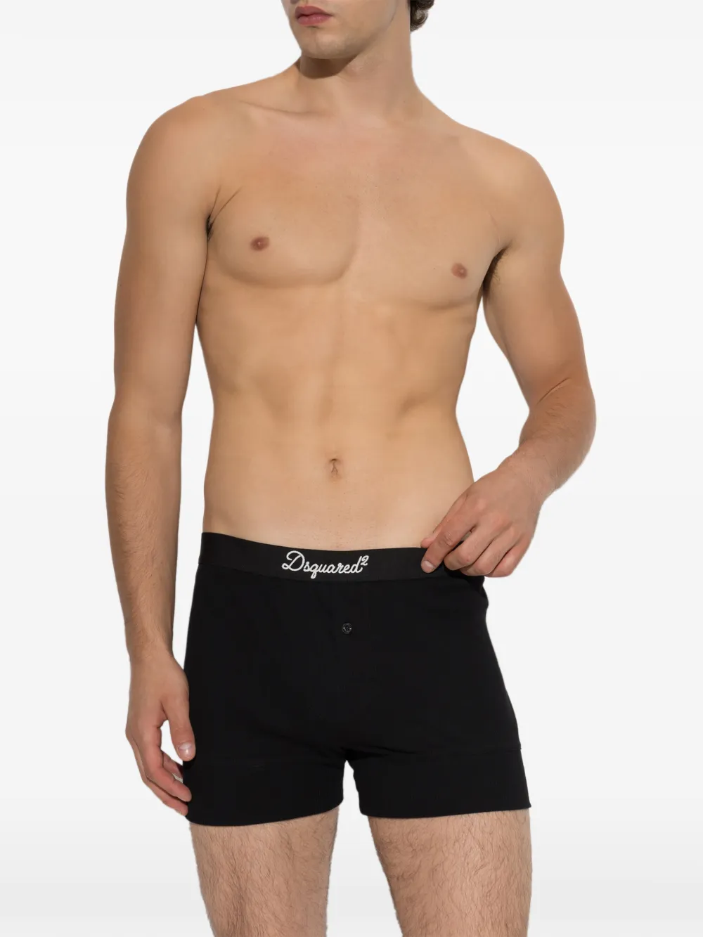 DSQUARED2 Geribbelde boxershorts met logo-print Zwart