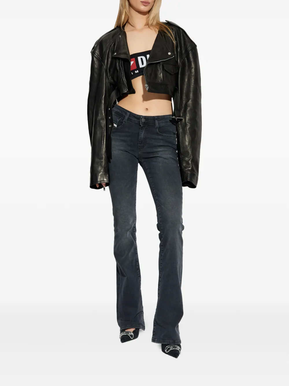 Diesel Bandeau bh met -logo Zwart