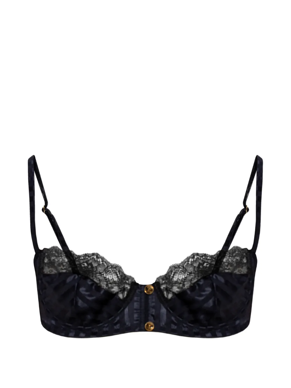 Versace lace-trim jacquard silk bralette - Nero