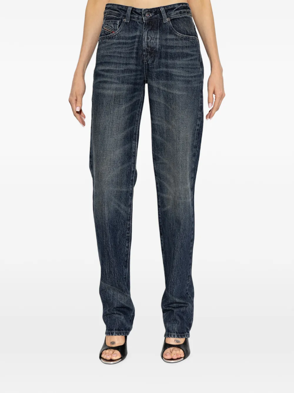 Diesel D-Heel-Fsj1 jeans met logo-patch en verwassen effect Blauw