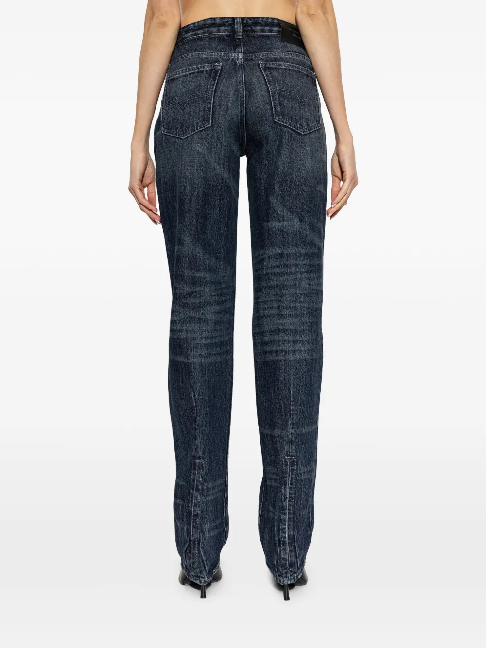 Diesel D-Heel-Fsj1 jeans met logo-patch en verwassen effect Blauw