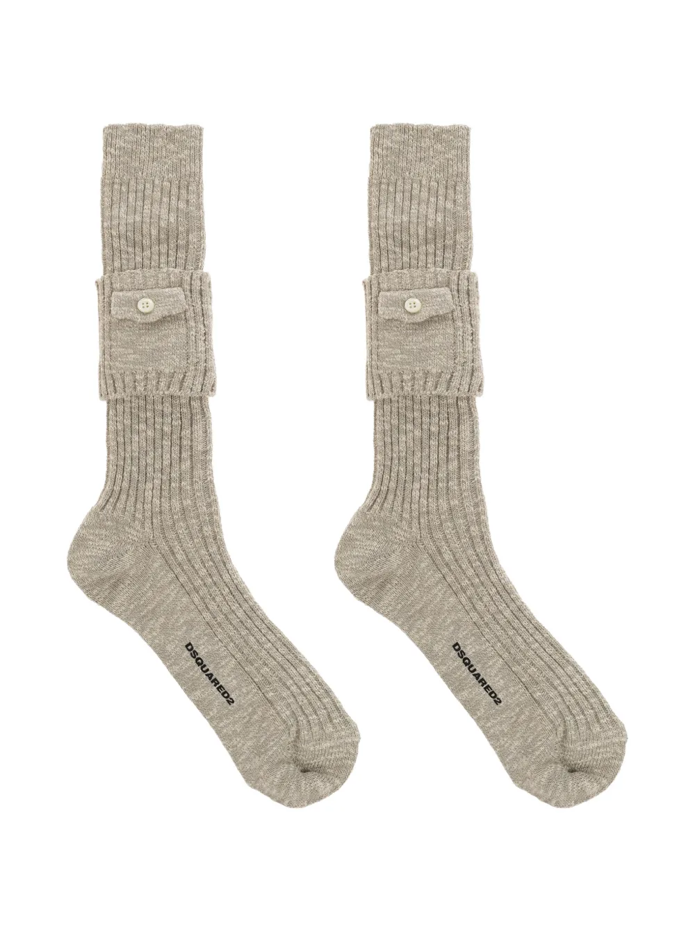 DSQUARED2 Military Chic button-pocket ribbed-knit socks - Grigio