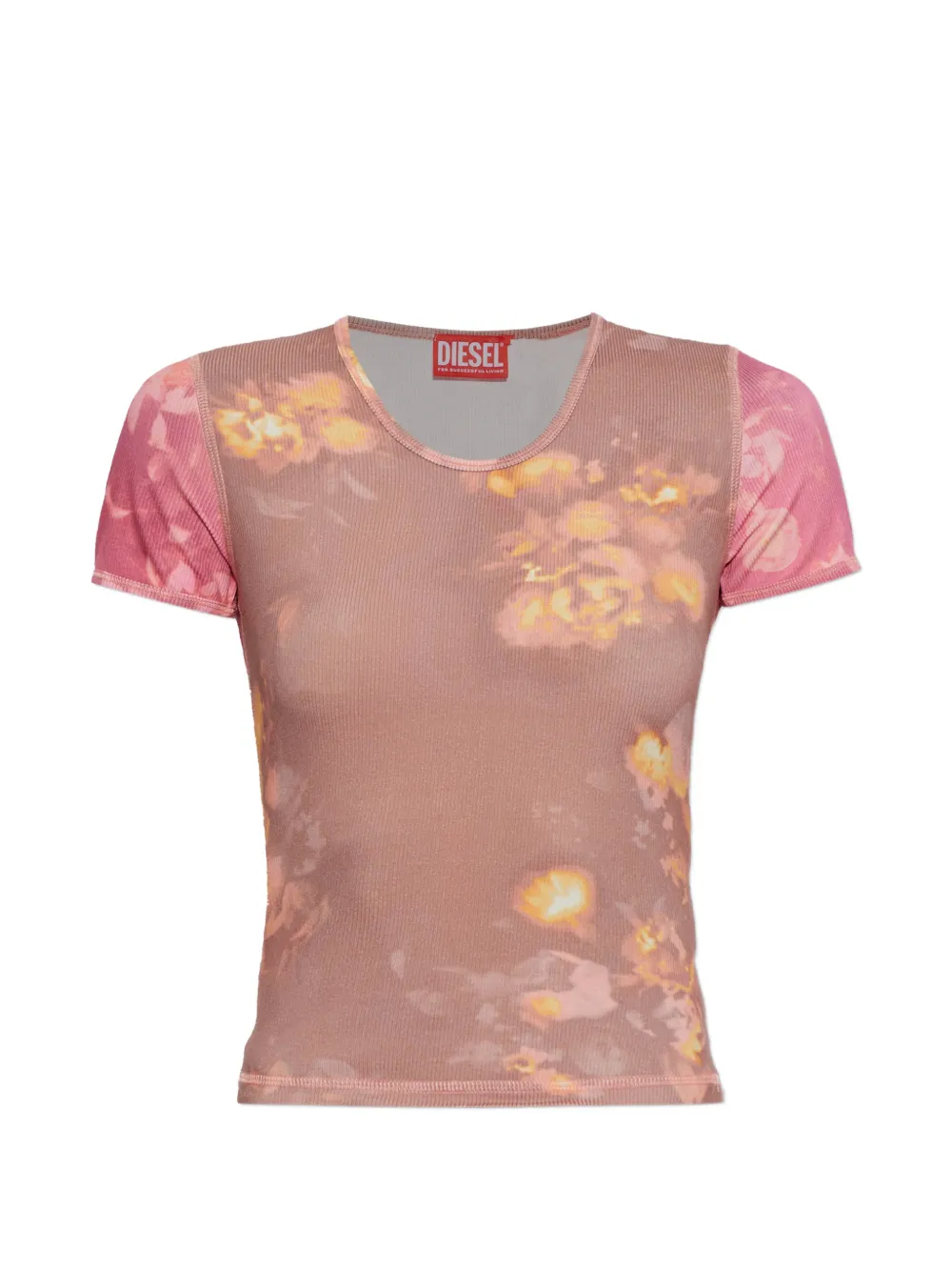 Diesel T-elenewu Floral-print T-shirt In 핑크
