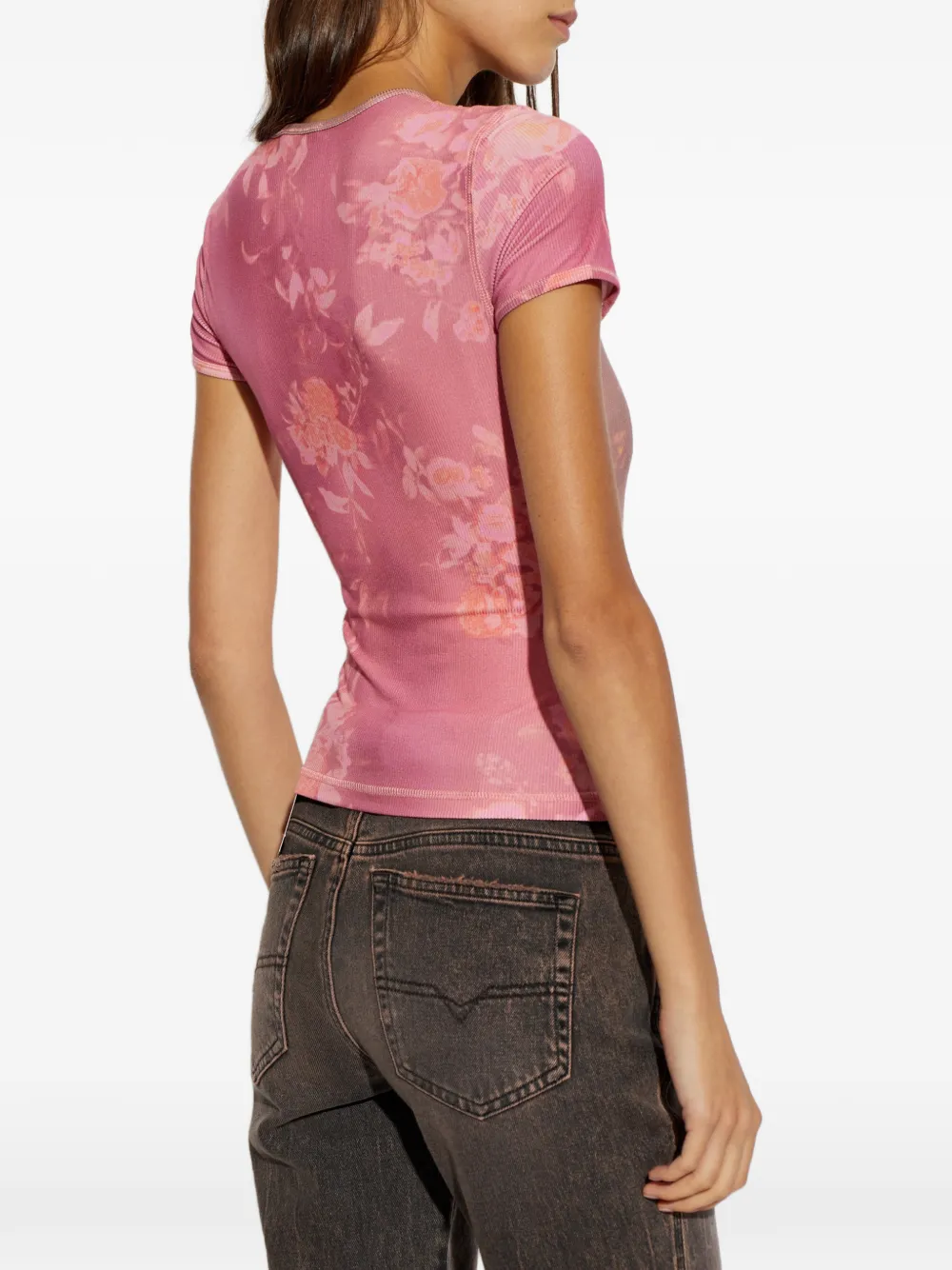 Diesel T-Elenewu T-shirt met bloemen-print Roze