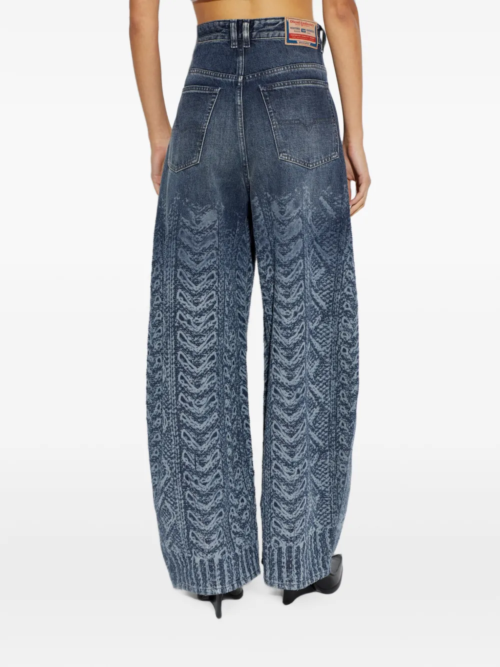 Diesel 1987 D-Khelz-S2 jeans met kabelbreisel-print Blauw