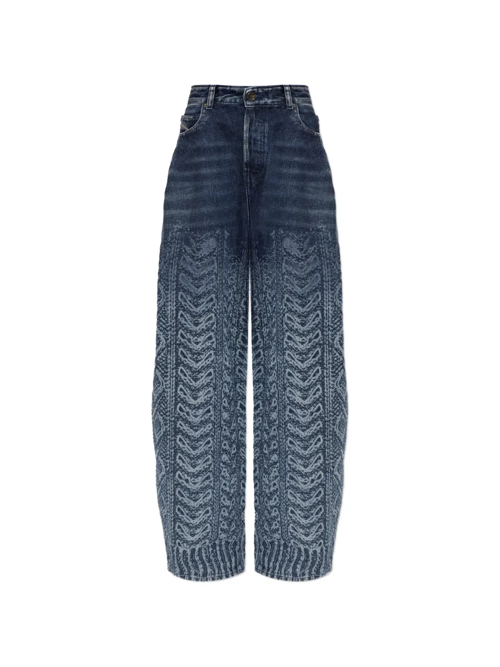 Diesel 1987 D-khelz-s2 Cable-knit Print Jeans In 블루