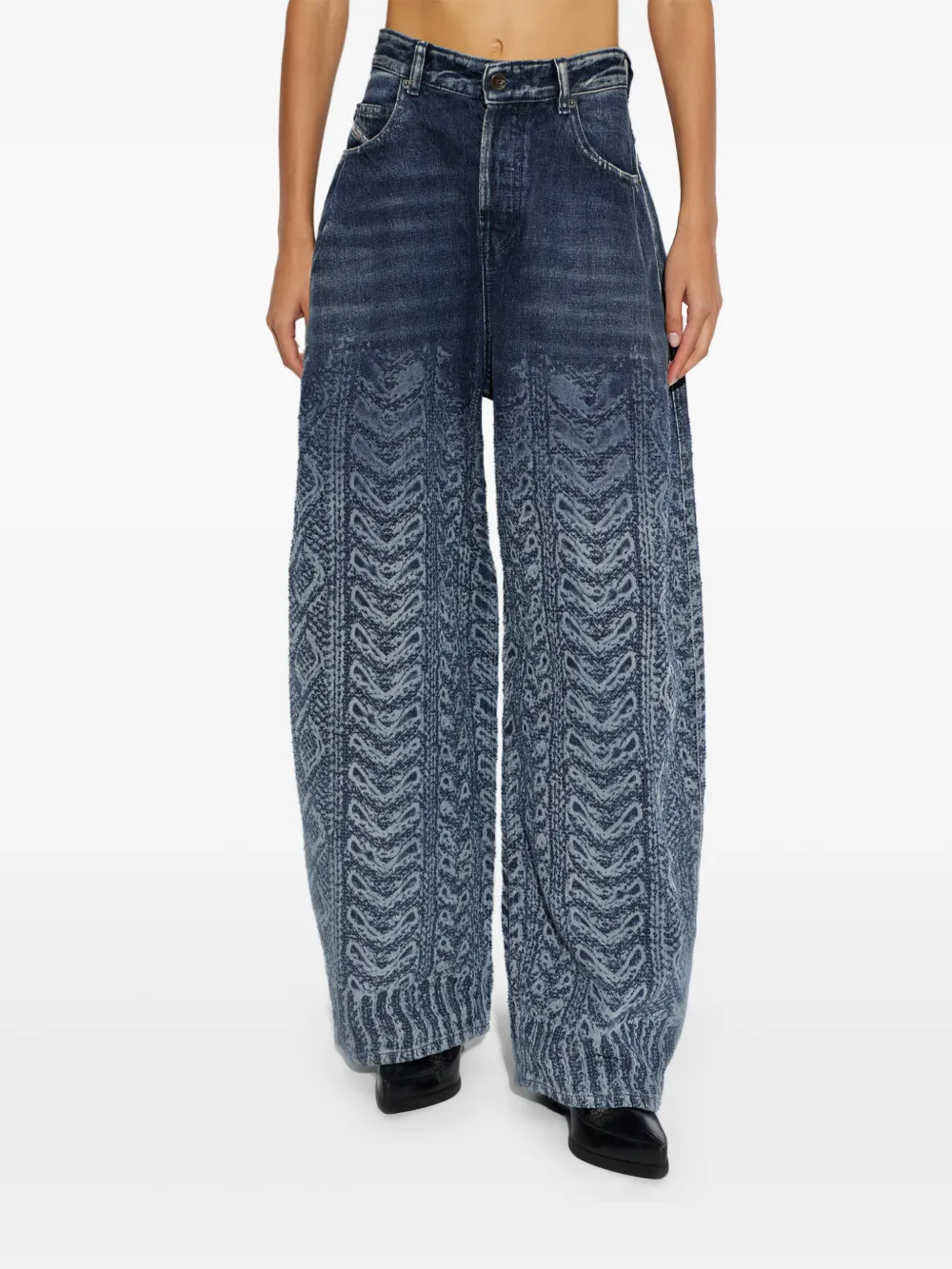 Diesel 1987 D-Khelz-S2 jeans met kabelbreisel-print Blauw