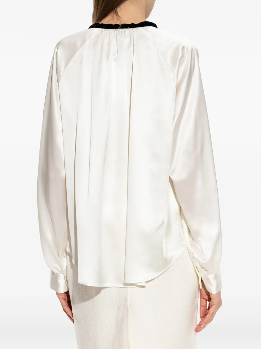 Forte Blouse met gestrikte hals Beige