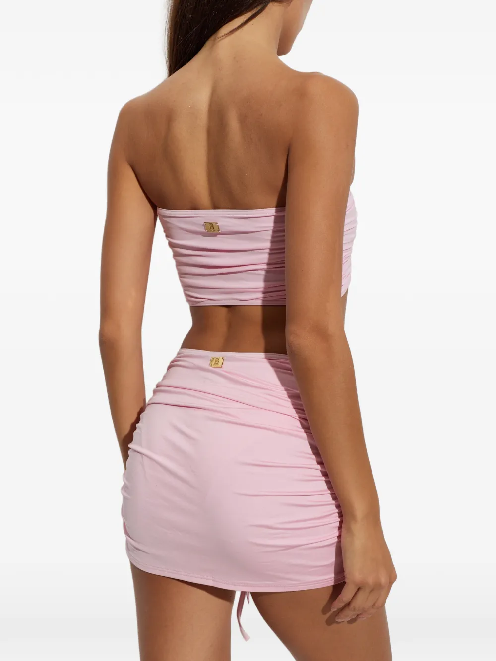 Balmain ruched drawstring beach skirt Roze