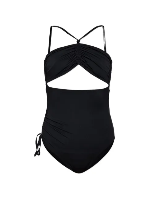Balmain cut-out ruched one-piece swimsuit