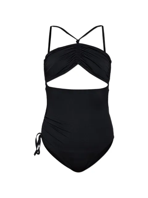Balmain cut-out ruched one-piece swimsuit