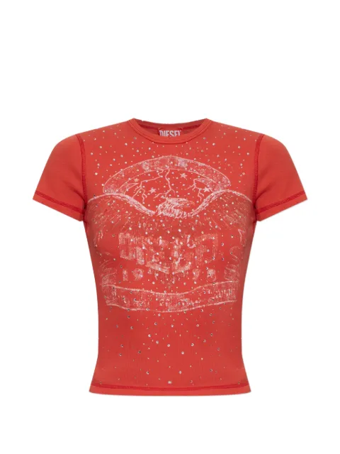 Diesel crystal-embellished graphic-print T-shirt