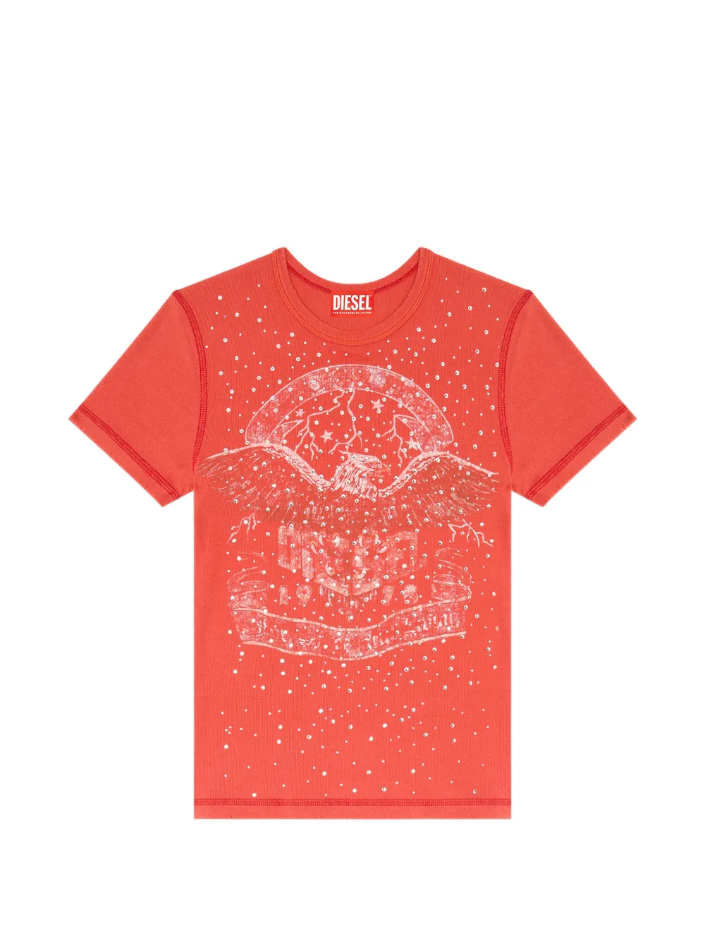 Diesel T-Shirt mit Kristallen - Rot