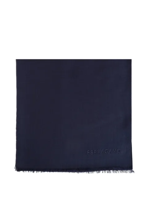 Ferragamo écharpe frangée à logo brodé