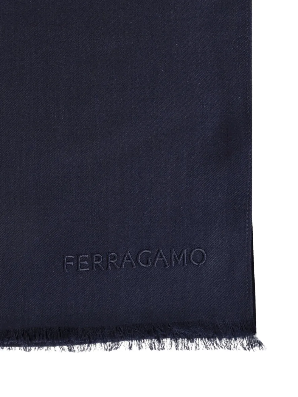 Ferragamo Sjaal met geborduurd logo en franje Blauw