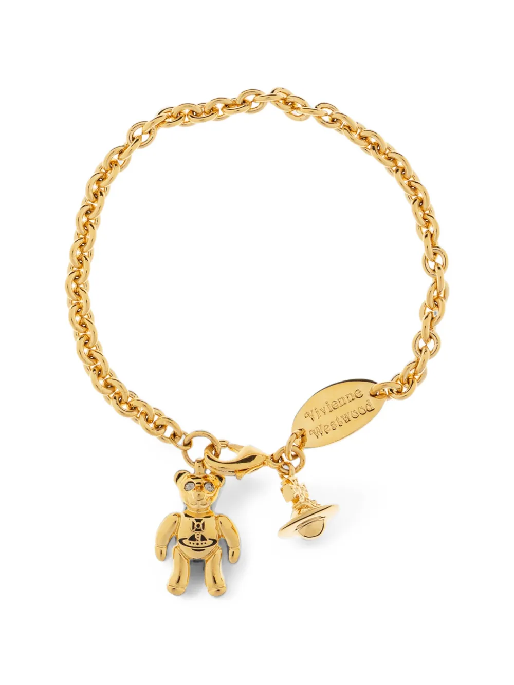 Vivienne Westwood Ruby small teddy-bear-charm bracelet - Oro
