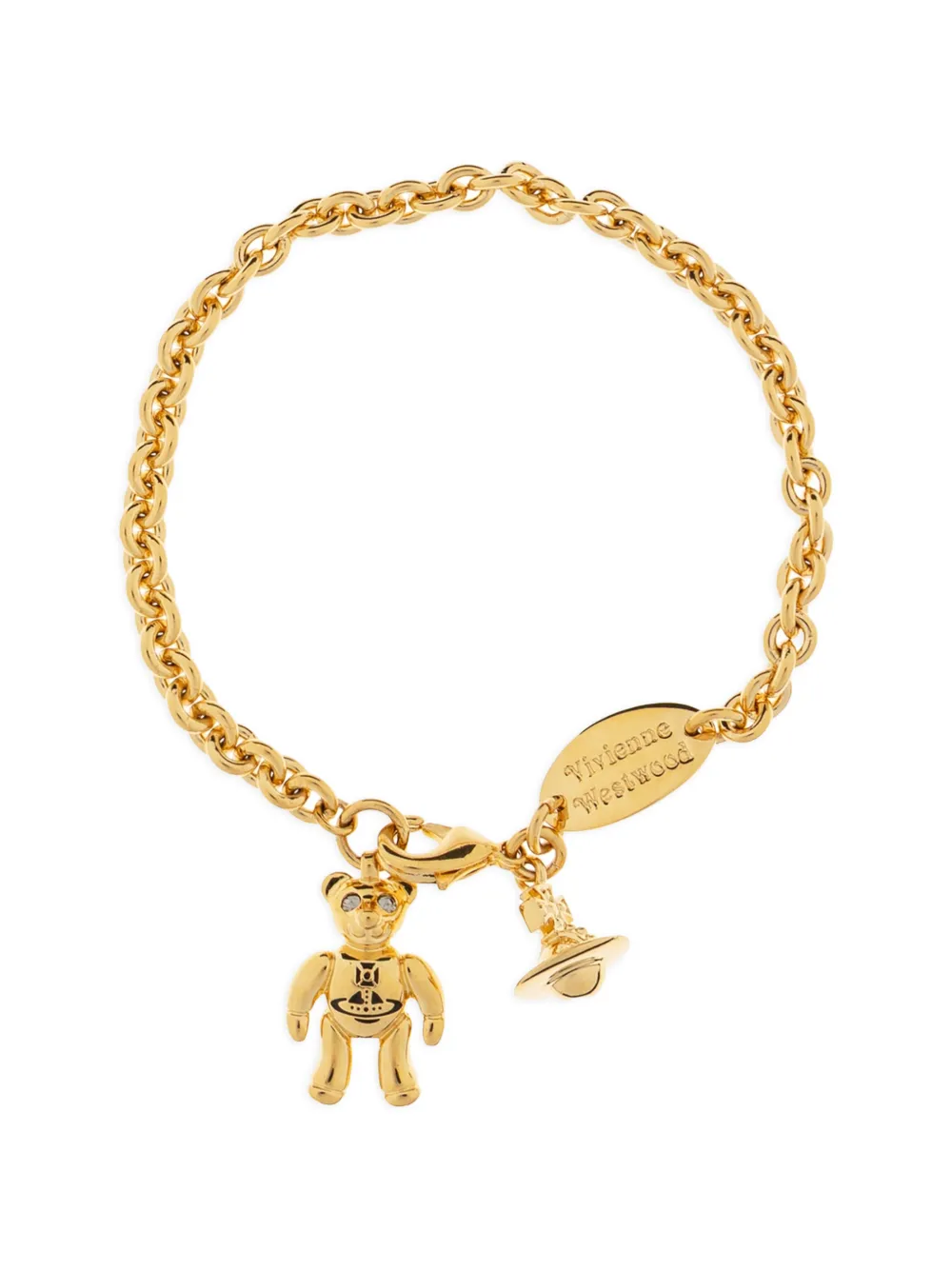 Vivienne Westwood Ruby small teddy-bear-charm bracelet - Oro