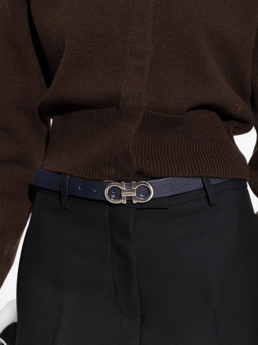 Ferragamo Omkeerbare en verstelbare Gancini riem Blauw