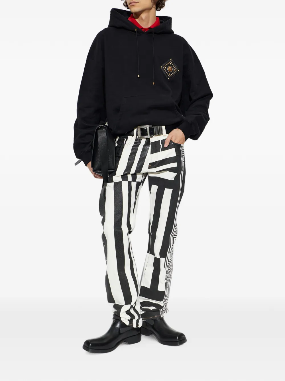 Versace Verfraaide hoodie van katoenen-jersey Zwart