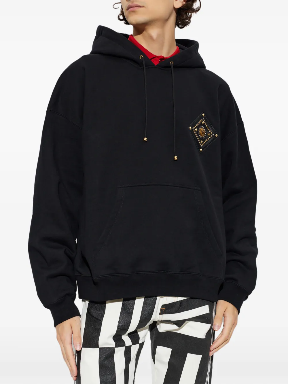 Versace Verfraaide hoodie van katoenen-jersey Zwart