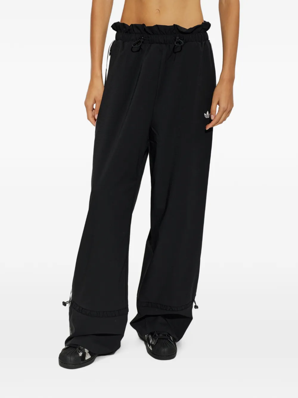 adidas logo-embroidered side-stripe track pants Zwart