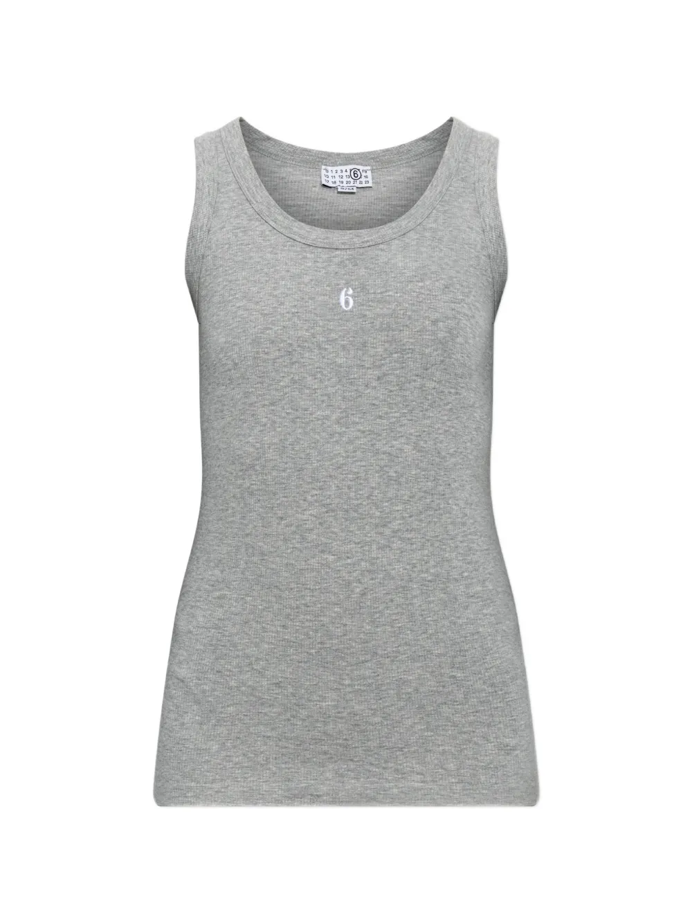MM6 Maison Margiela ribbed embroidered-logo top - Grigio