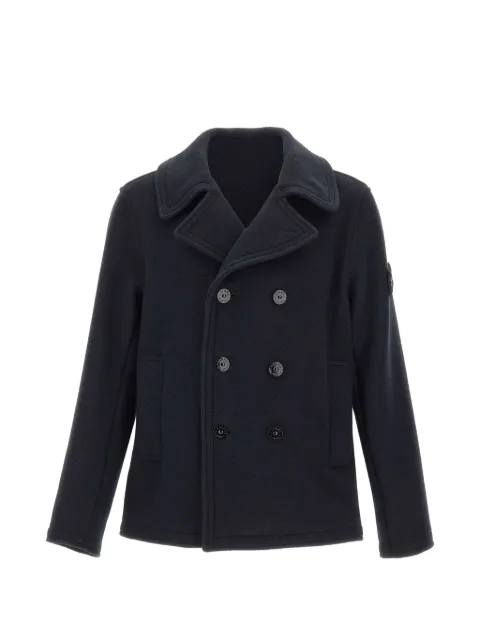 Stone Island double-breasted logo-patch coat