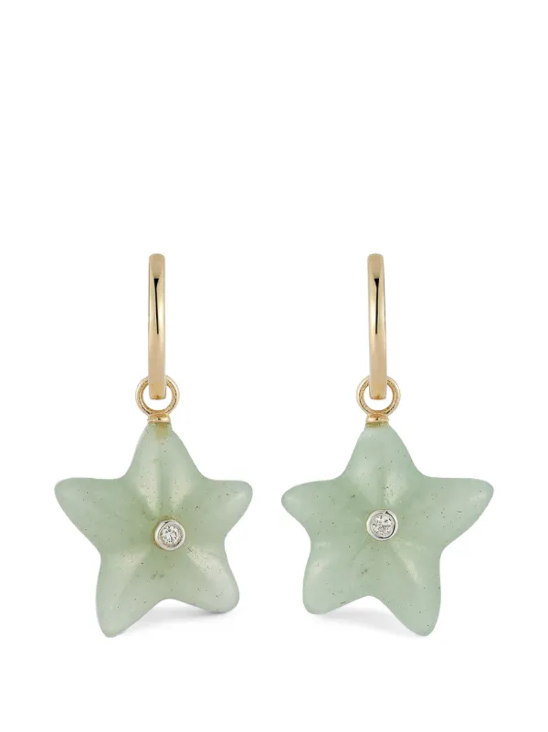 Mateo Starfish Jade Hoop Earrings in Gold