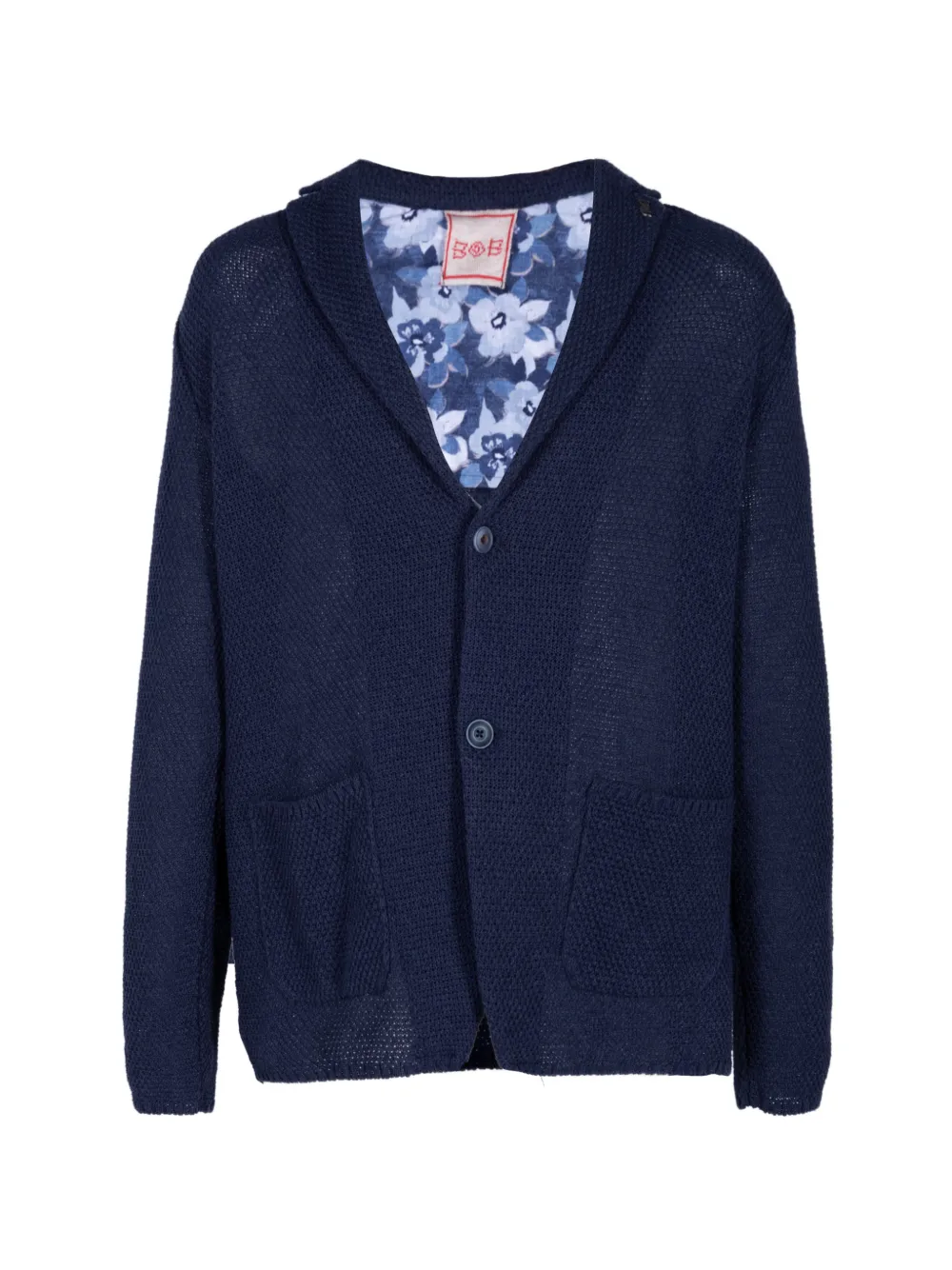 BOB floral-panel knit cardigan - Blu