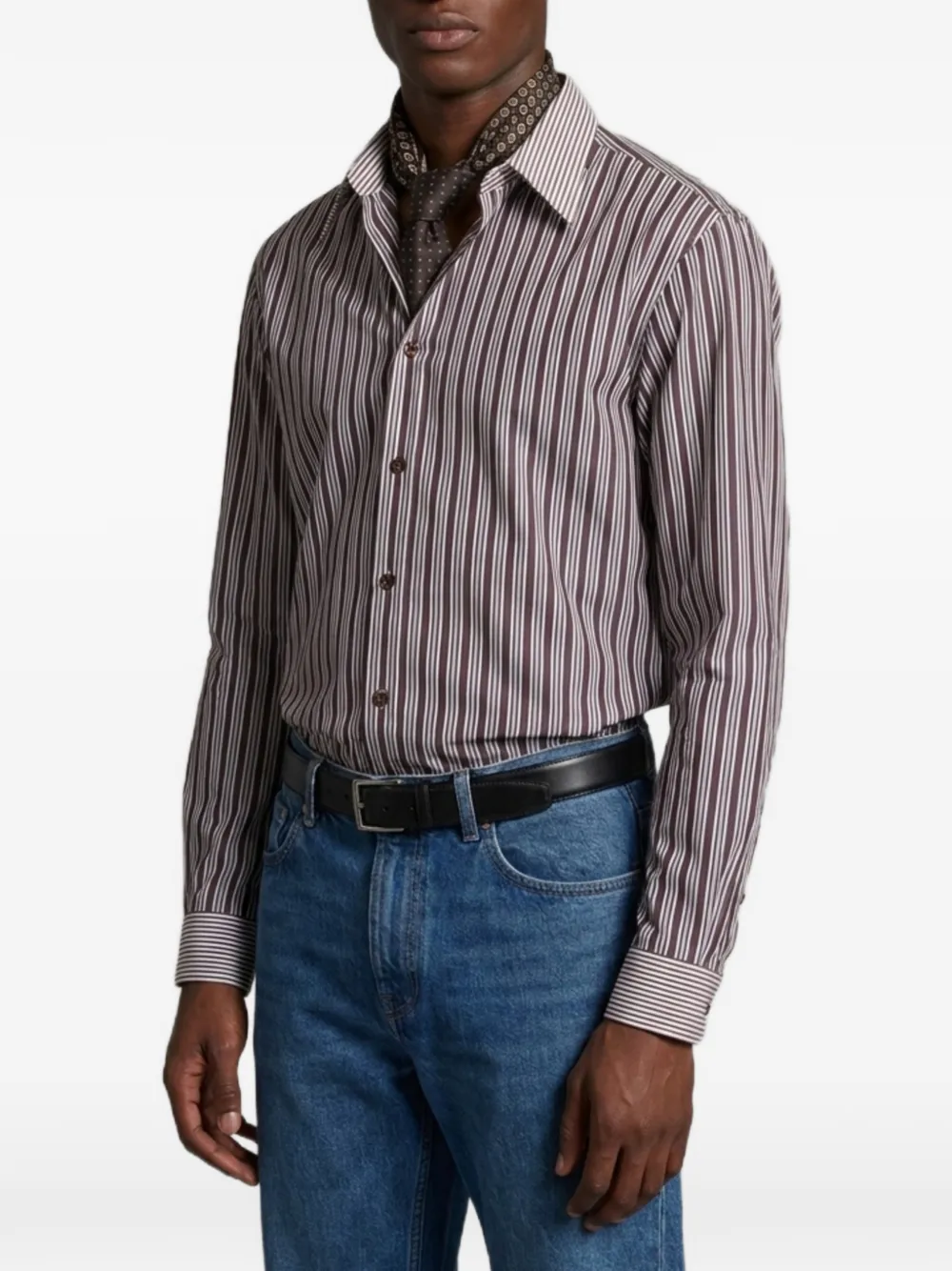 Saint Laurent Winchester striped cotton shirt Bruin