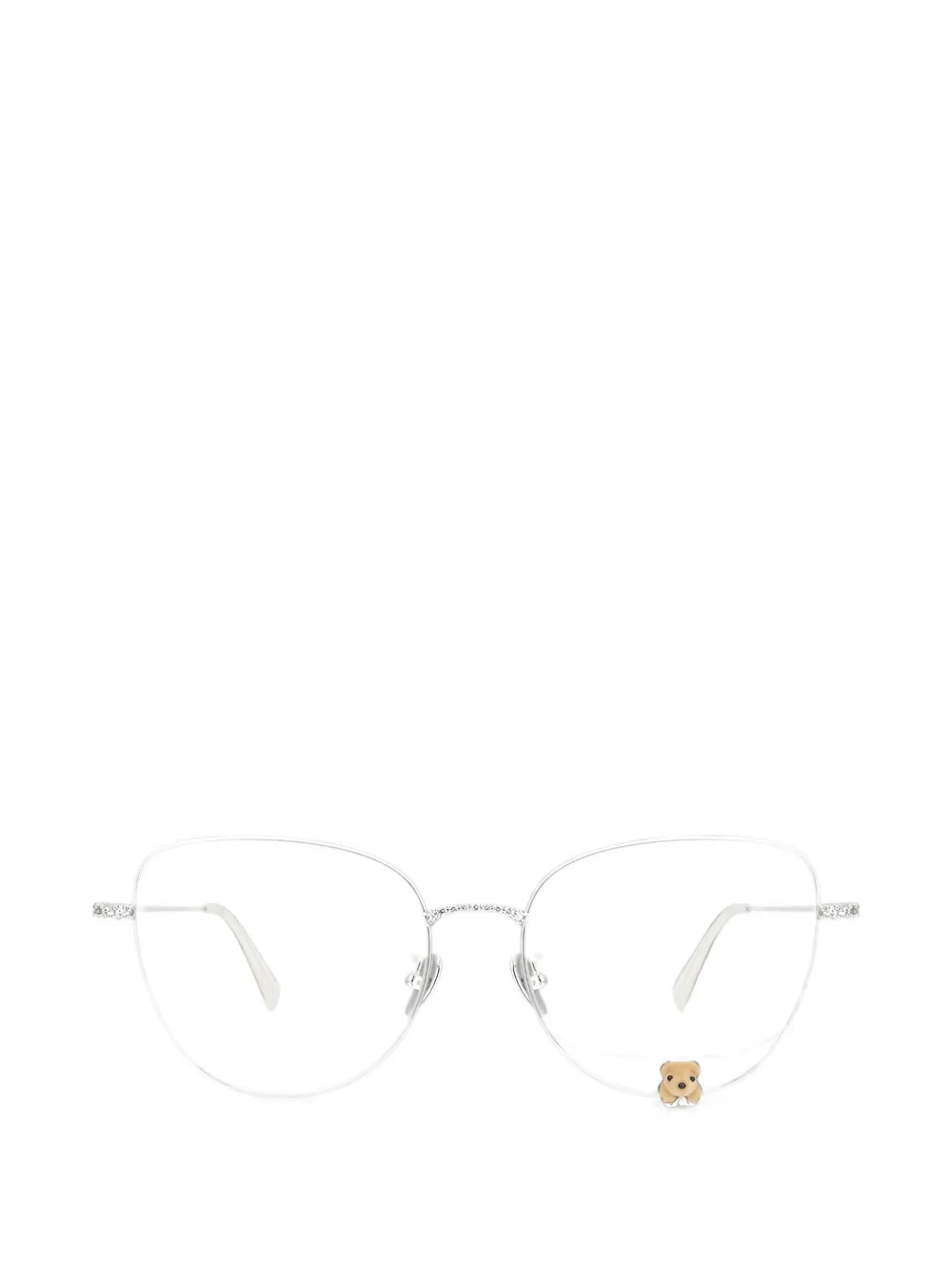 YVMIN flocked bear geometric-frame glasses - Argento