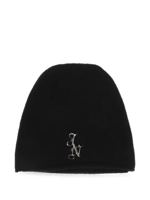 JUN/NAKAYAMA logo-plaque beanie hat