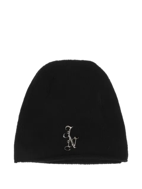 JUN/NAKAYAMA logo-plaque beanie hat