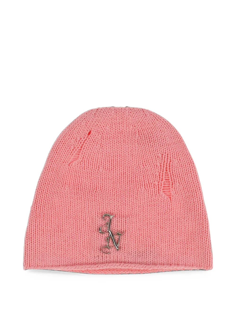 JUN/NAKAYAMA distressed logo-plaque beanie hat