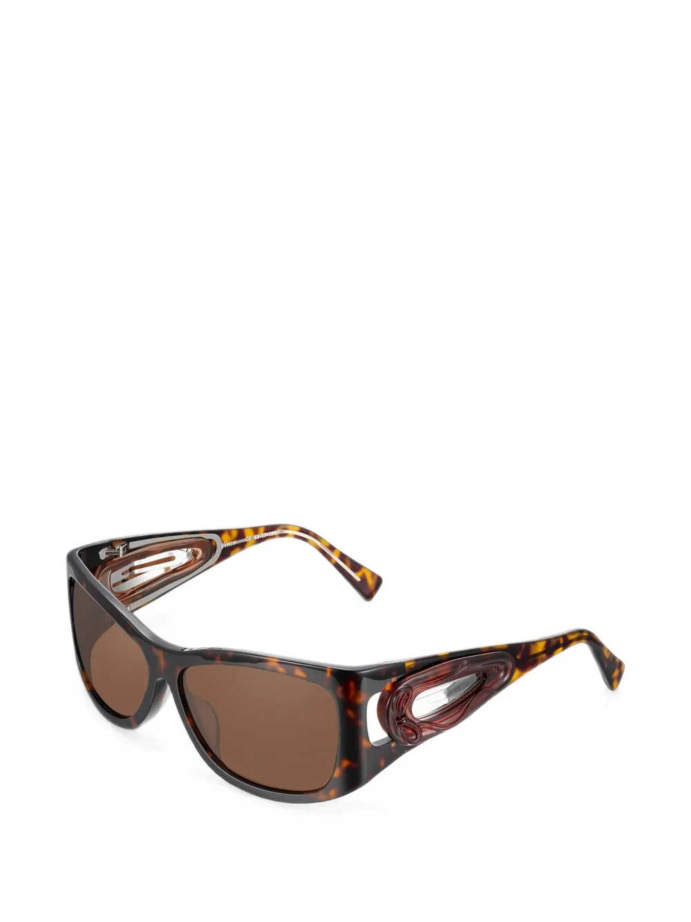 YVMIN hair-clip rectangle-frame sunglasses - Marrone