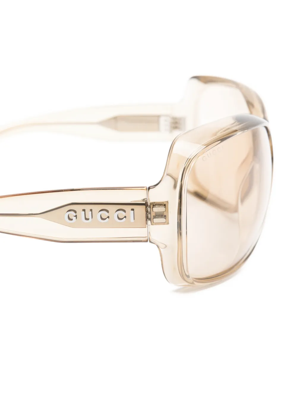 Gucci Eyewear Oversized zonnebril met rechthoekig montuur Beige