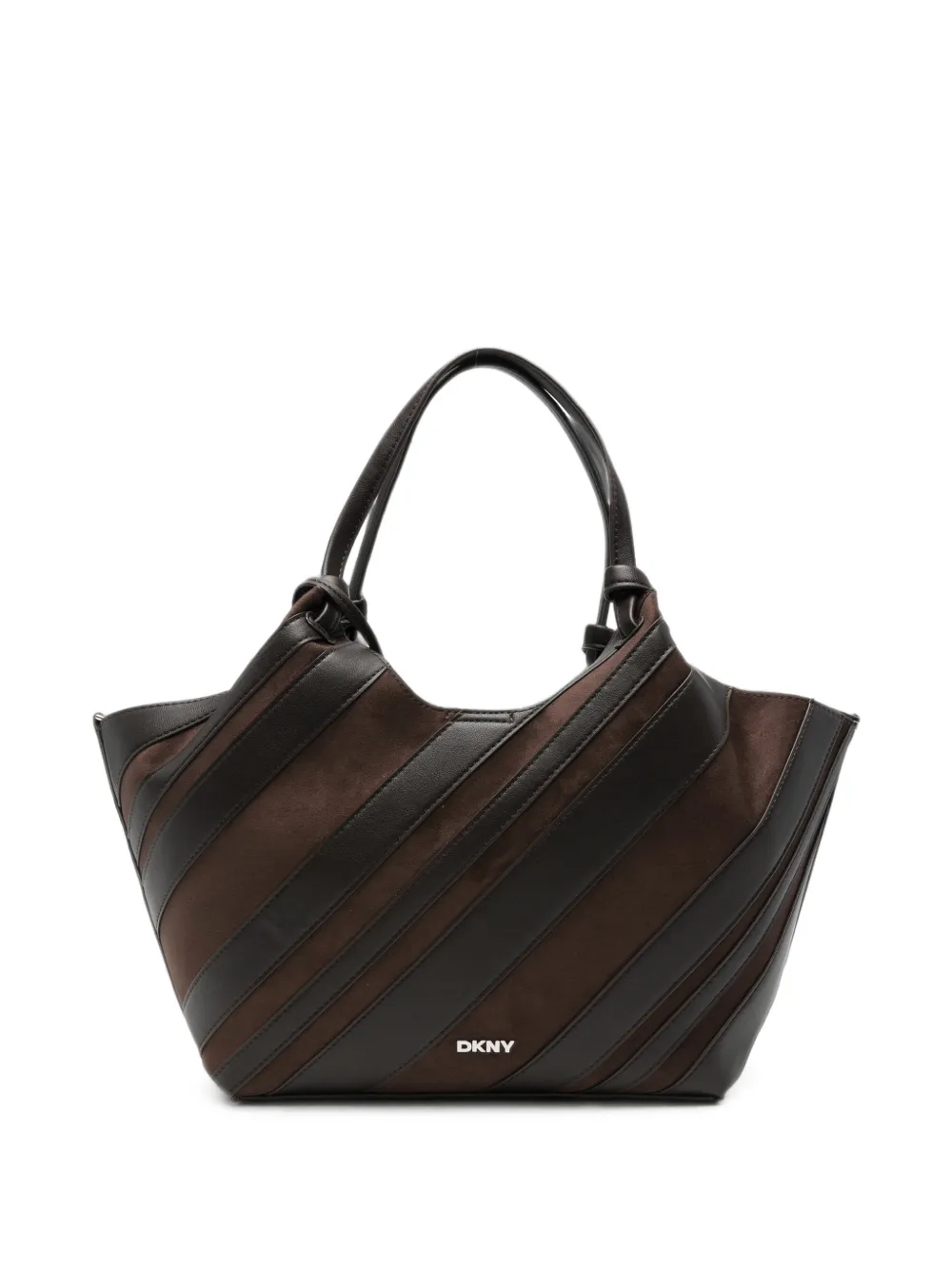 DKNY medium Paula diagonal-stripe tote bag - Marrone